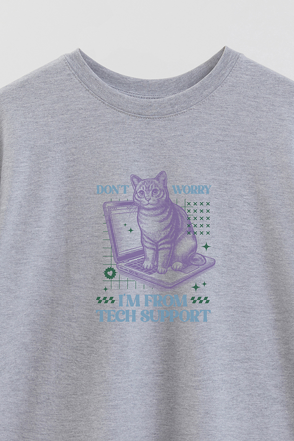 REMERA OVER ESTAMPADA CAT SUPPORT