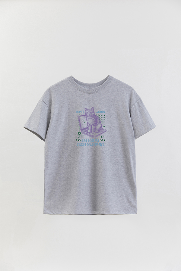 REMERA OVER ESTAMPADA CAT SUPPORT