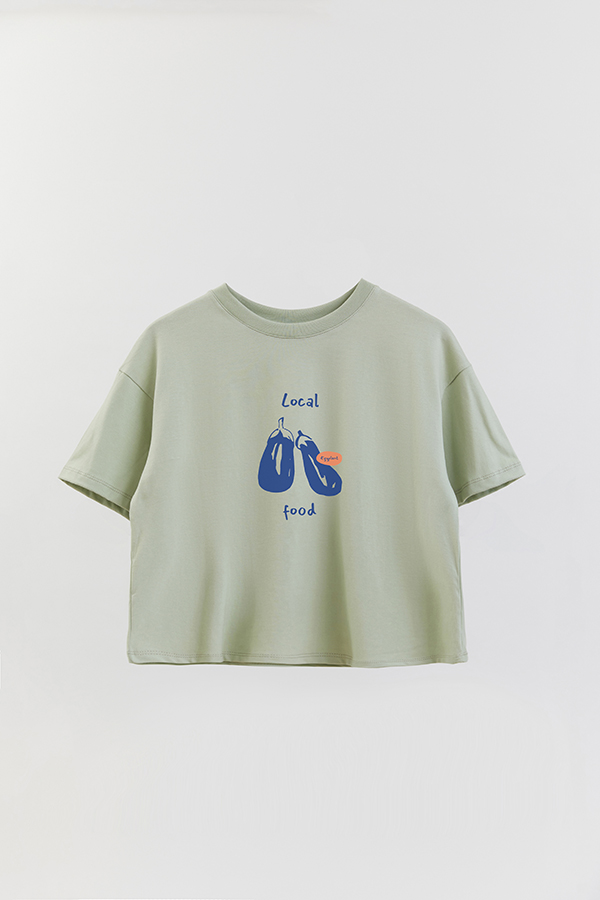 REMERA CROP ESTAMPADA HARVEST EGGPLANTS