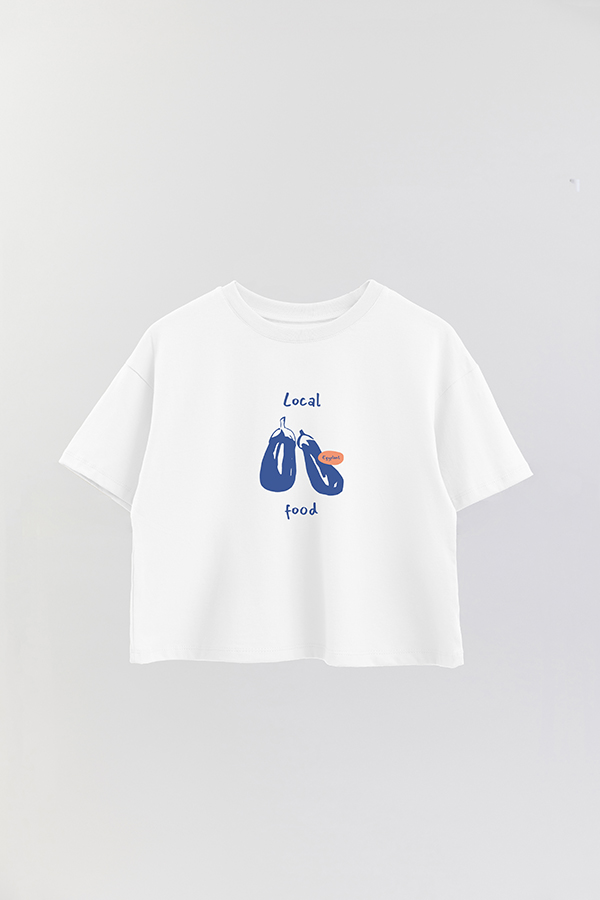 REMERA CROP ESTAMPADA HARVEST EGGPLANTS