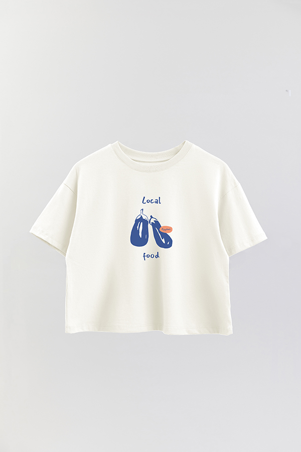 REMERA CROP ESTAMPADA HARVEST EGGPLANTS