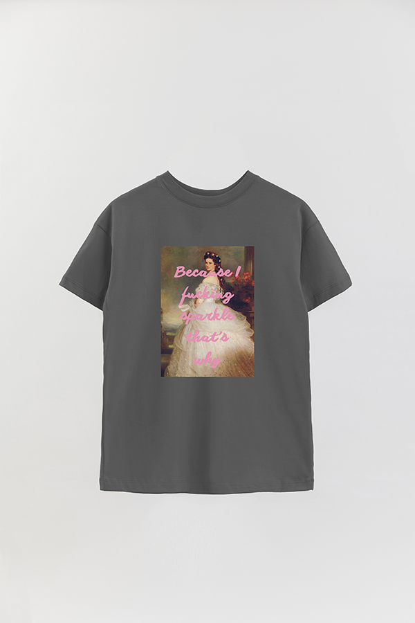 REMERA OVER ESTAMPADA ART COLLECTION 33 BECAUSE I FUCKING SPARKLE