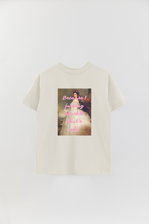 REMERA OVER ESTAMPADA ART COLLECTION 33 BECAUSE I FUCKING SPARKLE