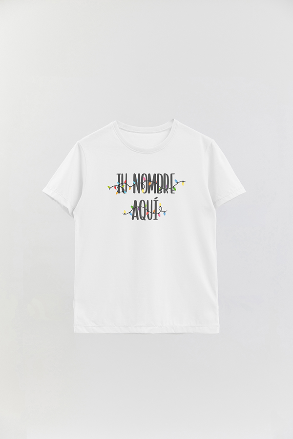 REMERA BASICA ESTAMPADA LIGHT BULB TU NOMBRE AQUI
