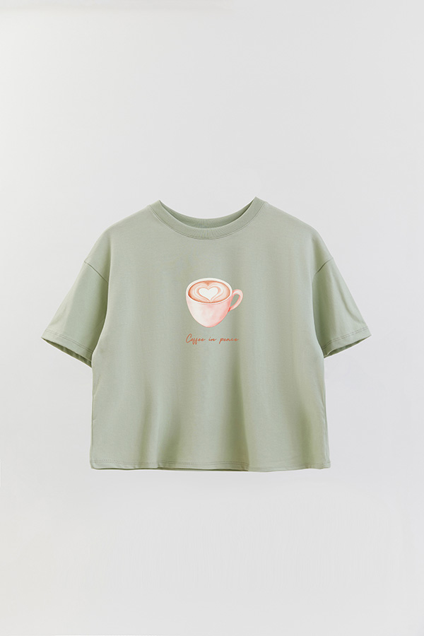 REMERA CROP ESTAMPADA COASTAL COFFEE IN PEACE