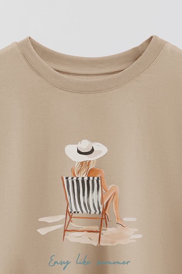 REMERA CROP ESTAMPADA COASTAL EASY LIKE SUMMER