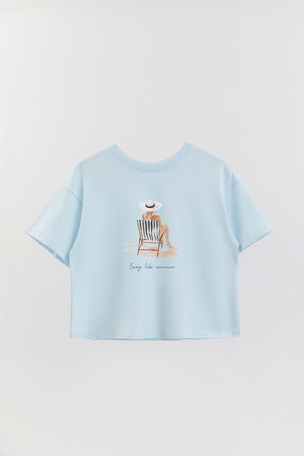 REMERA CROP ESTAMPADA COASTAL EASY LIKE SUMMER