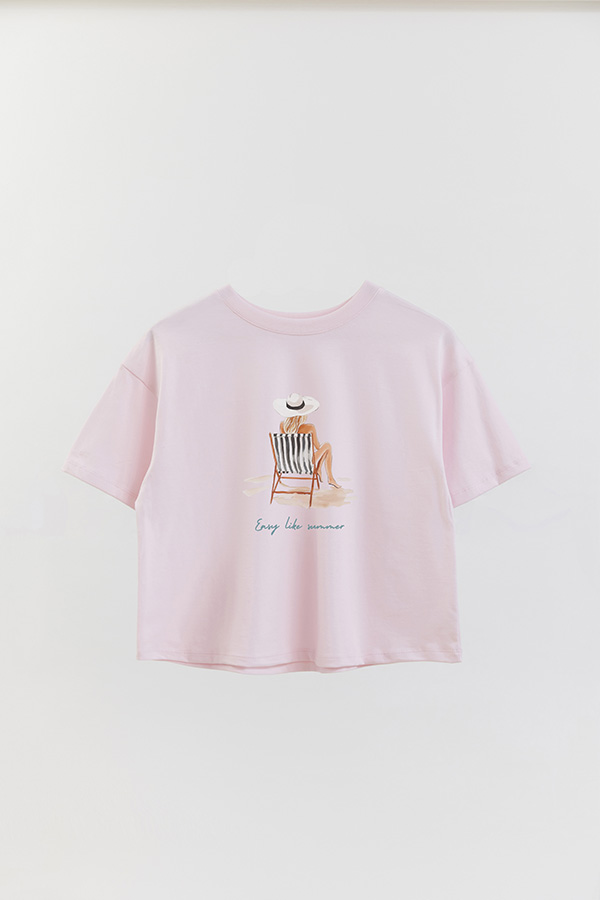 REMERA CROP ESTAMPADA COASTAL EASY LIKE SUMMER