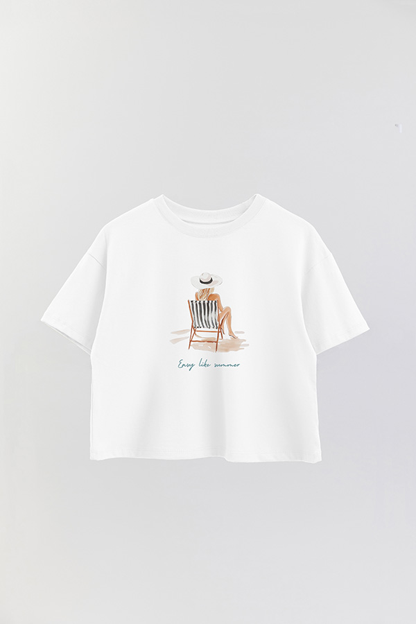 REMERA CROP ESTAMPADA COASTAL EASY LIKE SUMMER