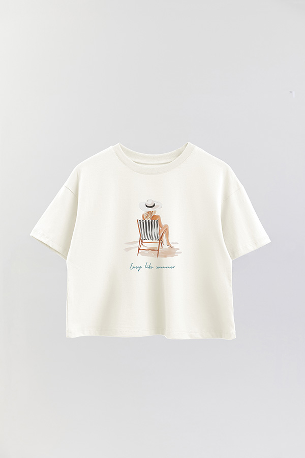 REMERA CROP ESTAMPADA COASTAL EASY LIKE SUMMER