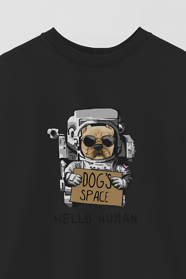 REMERA OVER ESTAMPADA DOG HELLO HUMAN