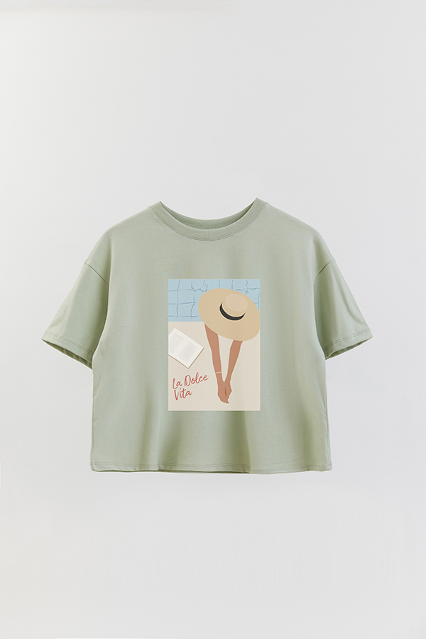 REMERA CROP ESTAMPADA ITALY LA DOLCE VITA POOL