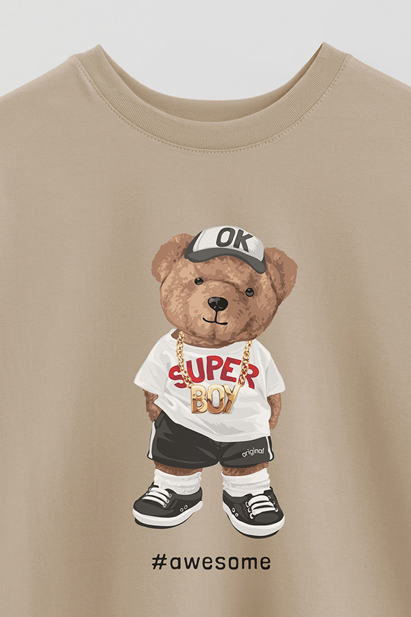 REMERA OVER ESTAMPADA UNISEX TEDDY SUPER BOY
