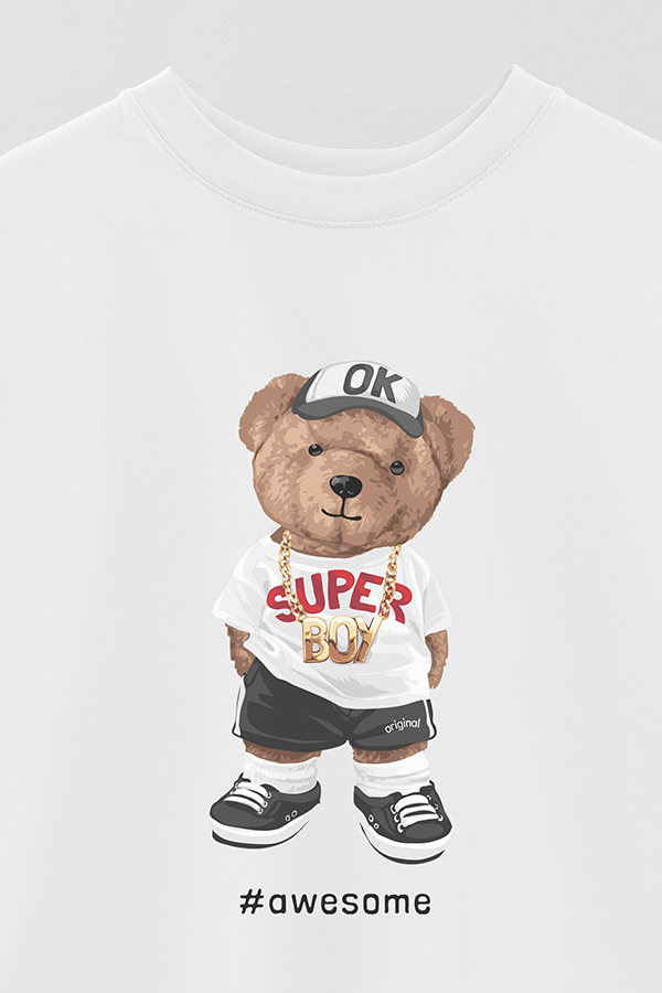 REMERA OVER ESTAMPADA UNISEX TEDDY SUPER BOY