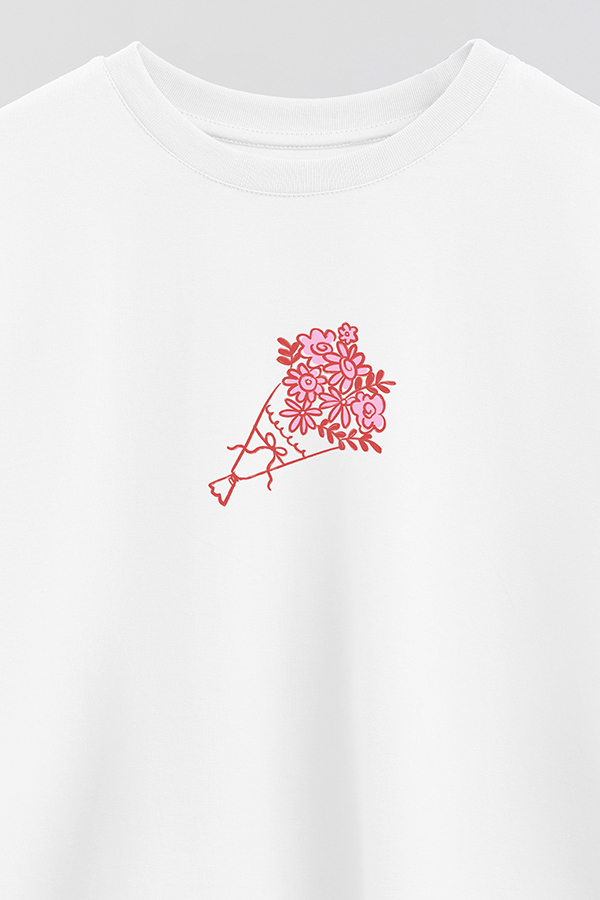REMERA CROP ESTAMPADA VALENTINE BOUQUET