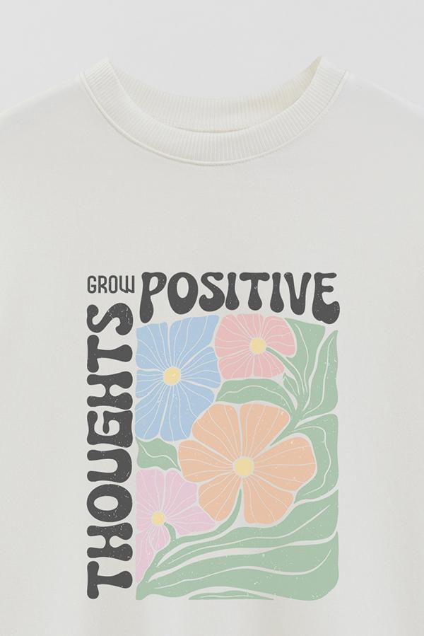 BUZO CREWNECK ESTAMPADO BOHO GROW POSITIVE THOUGHTS