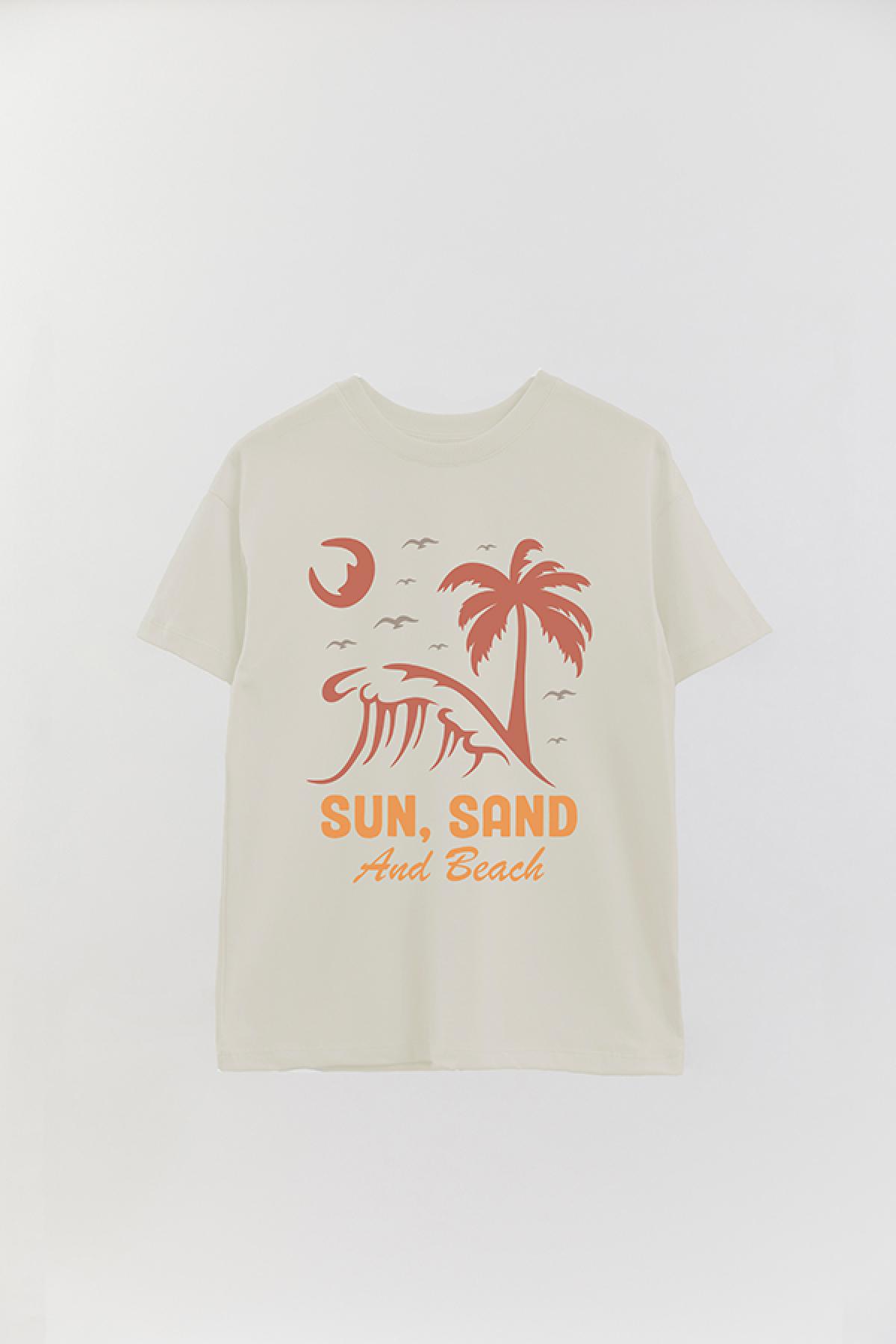 REMERA OVER ESTAMPADA SM SUN SAND AND BEACH