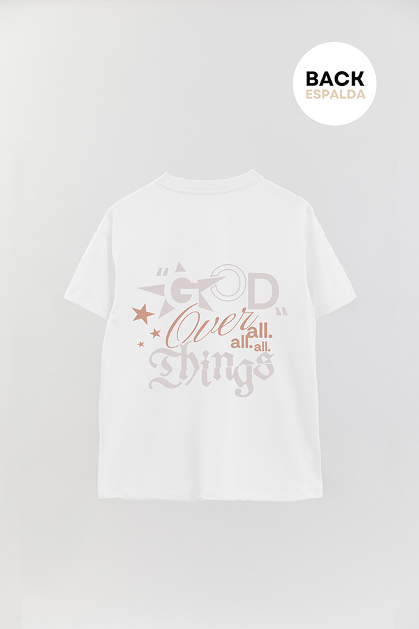 REMERA OVER ESTAMPADA UNISEX ESPALDA GOD