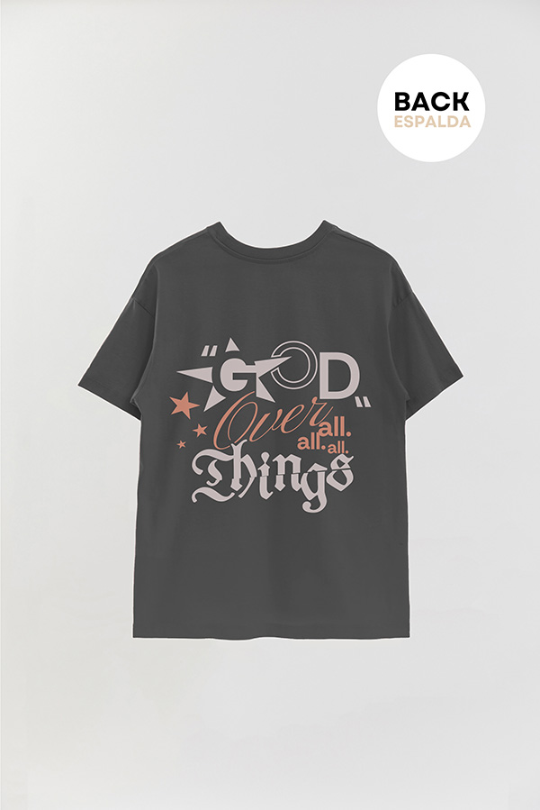 REMERA OVER ESTAMPADA UNISEX ESPALDA GOD