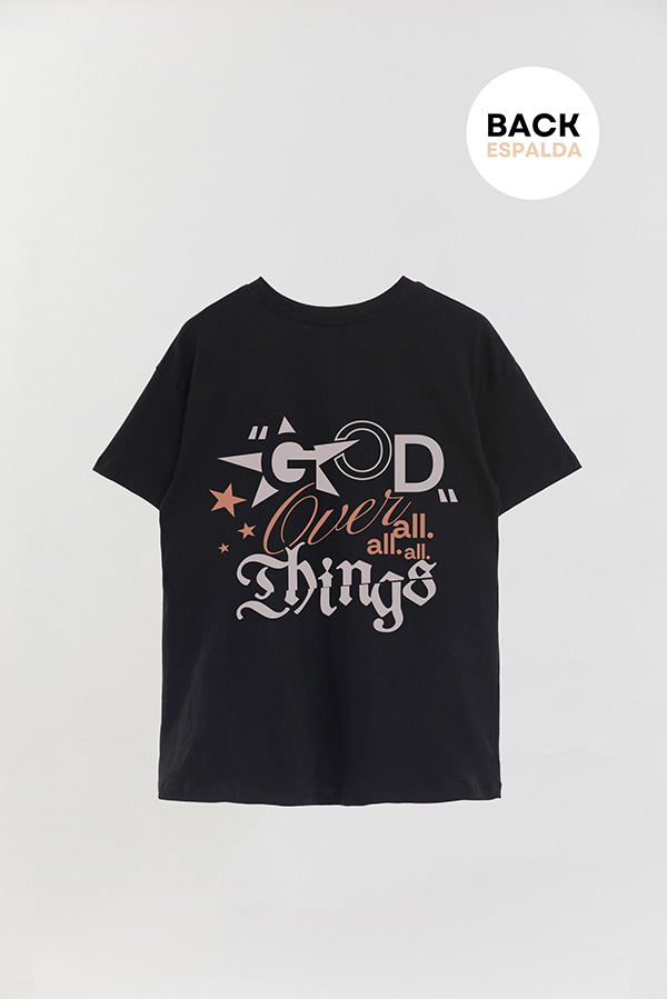 REMERA OVER ESTAMPADA UNISEX ESPALDA GOD