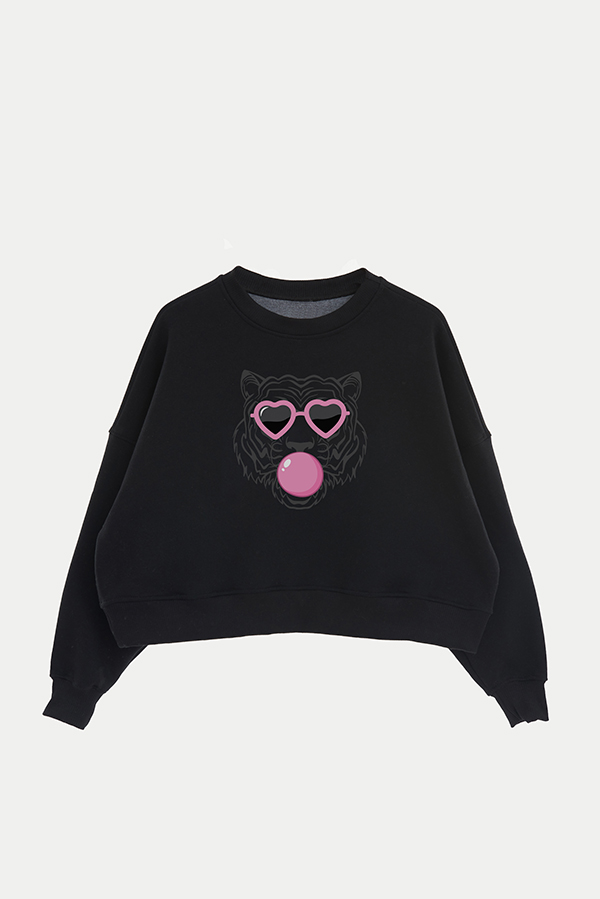 BUZO CROP ESTAMPADO ANIMAL PRINT TIGER GUM
