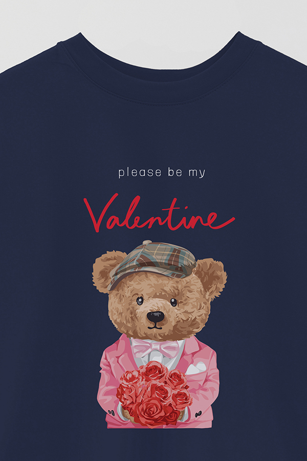REMERA OVER ESTAMPADA UNISEX TEDDY PLEASE BE MY VALENTINE