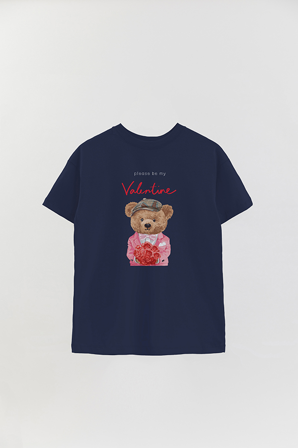 REMERA OVER ESTAMPADA UNISEX TEDDY PLEASE BE MY VALENTINE