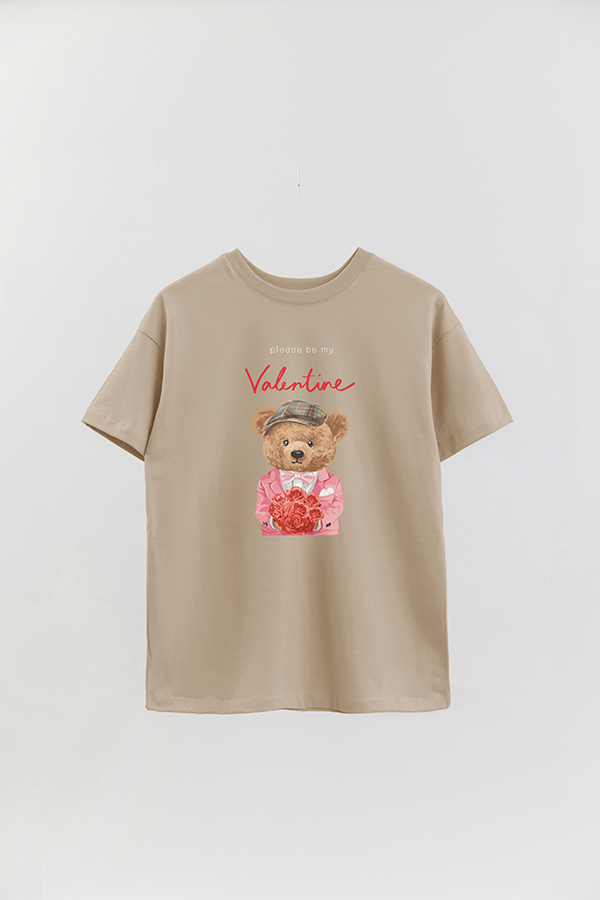 REMERA OVER ESTAMPADA UNISEX TEDDY PLEASE BE MY VALENTINE