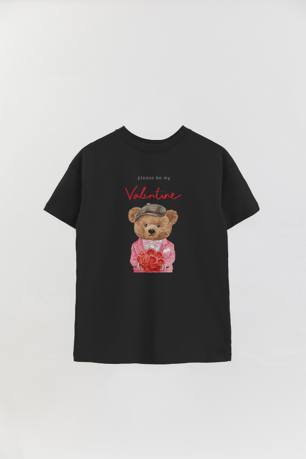 REMERA OVER ESTAMPADA UNISEX TEDDY PLEASE BE MY VALENTINE