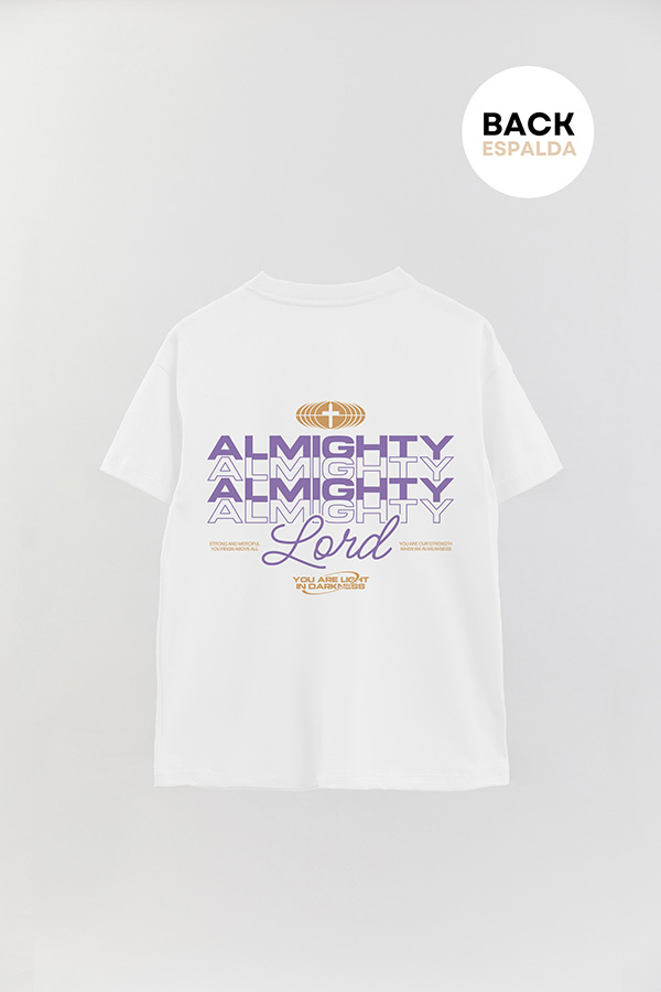 REMERA OVER ESTAMPADA UNISEX ESPALDA ALMIGHTY LORD