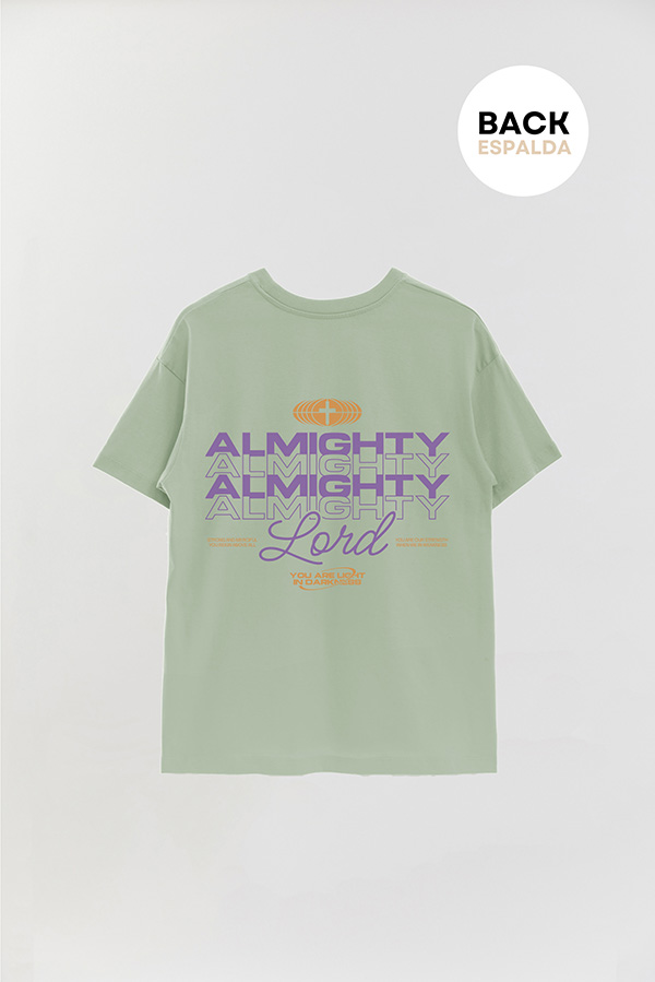 REMERA OVER ESTAMPADA UNISEX ESPALDA ALMIGHTY LORD