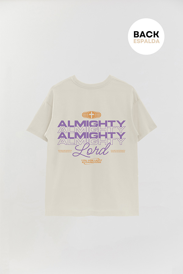 REMERA OVER ESTAMPADA UNISEX ESPALDA ALMIGHTY LORD