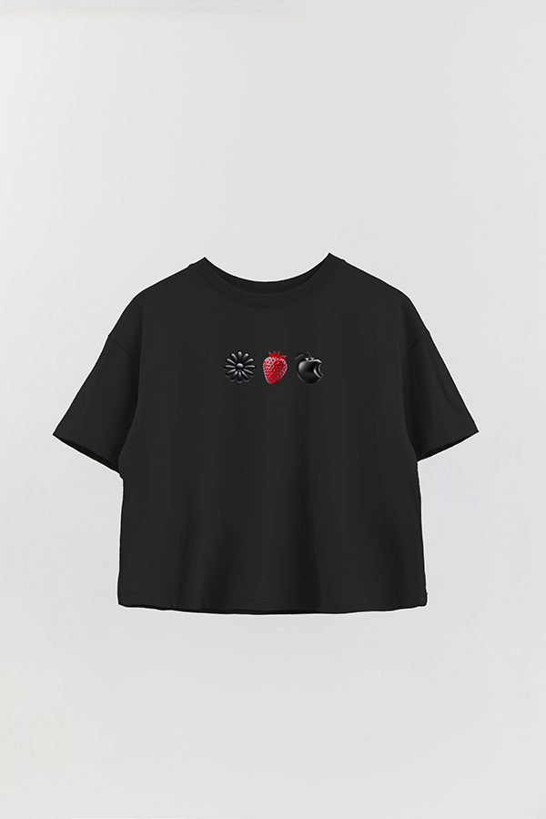 REMERA CROP ESTAMPADA ANTI VALENTINE SWEET BLACK LOVE