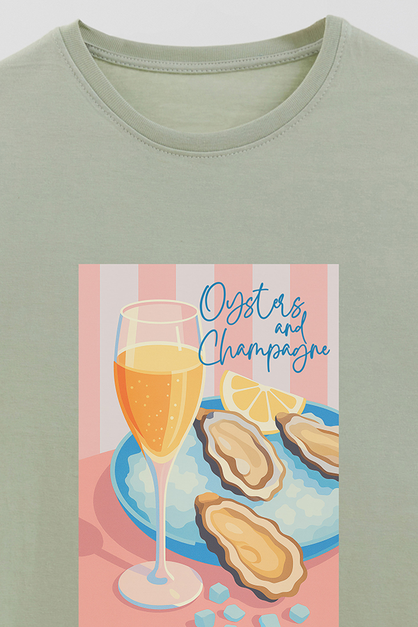 REMERA BASICA ESTAMPADA OYSTER CHAMPAGNE