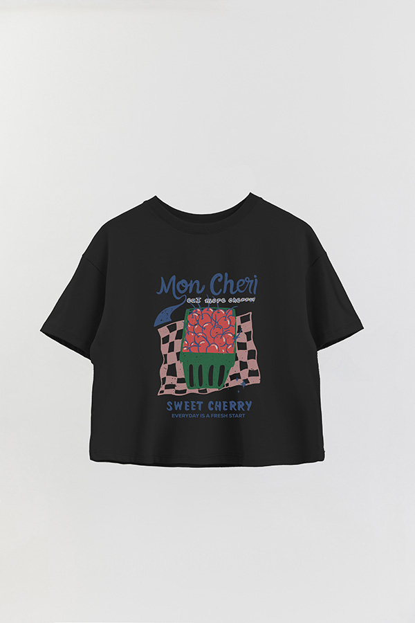 REMERA CROP ESTAMPADA MON CHERI
