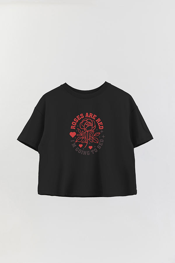 REMERA CROP ESTAMPADA RED VALENTINE ROSE ARE RED