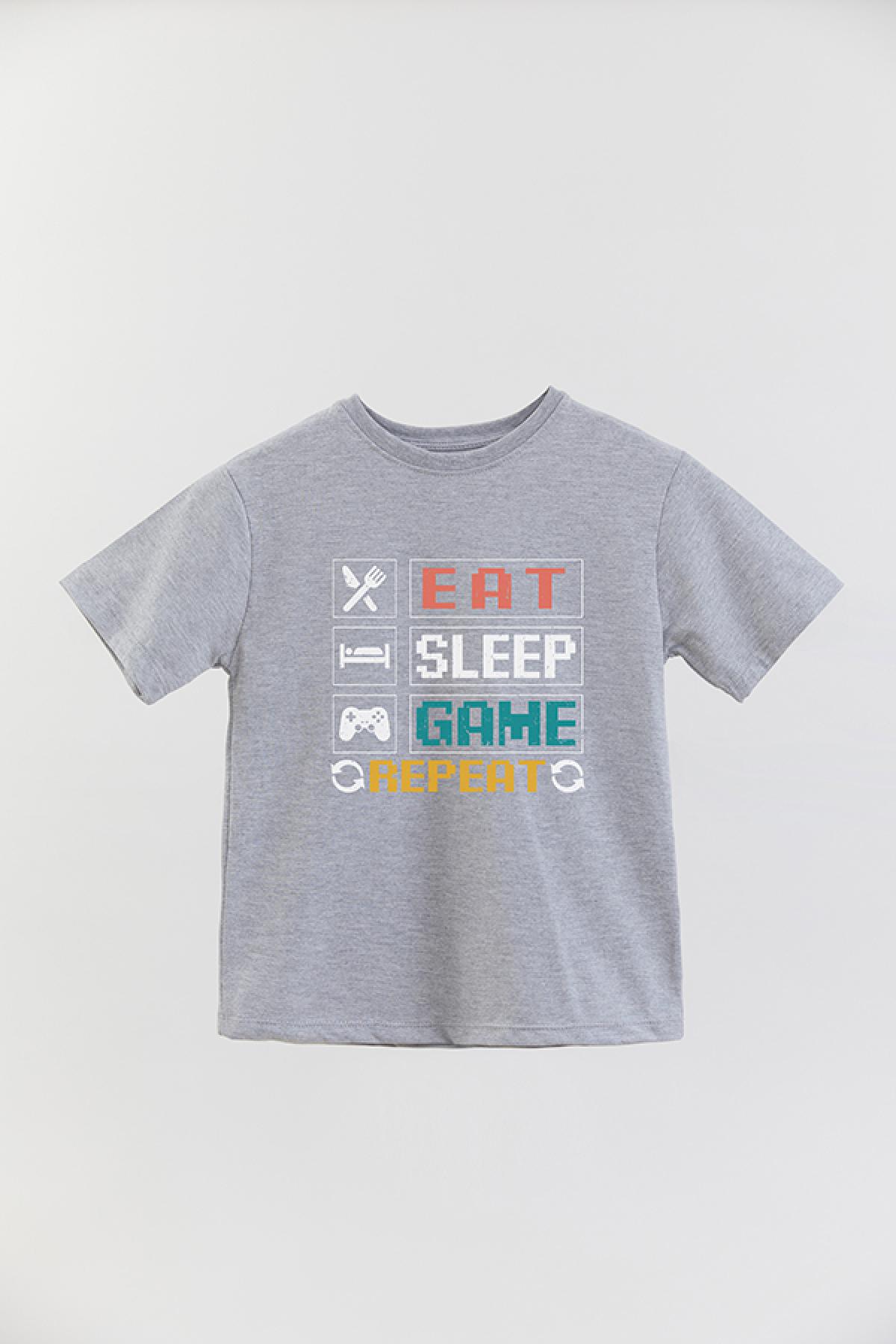 REMERA BASIC BOY GM EAT SLEEP GAME REPEAT DISTRESSED