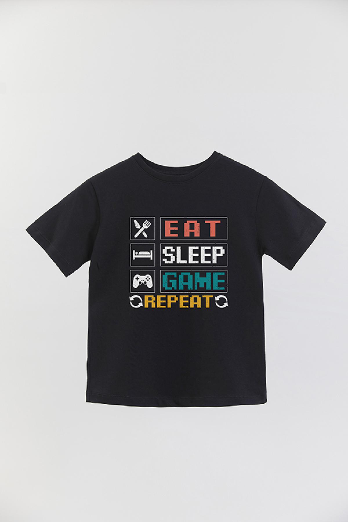 REMERA BASIC BOY GM EAT SLEEP GAME REPEAT DISTRESSED