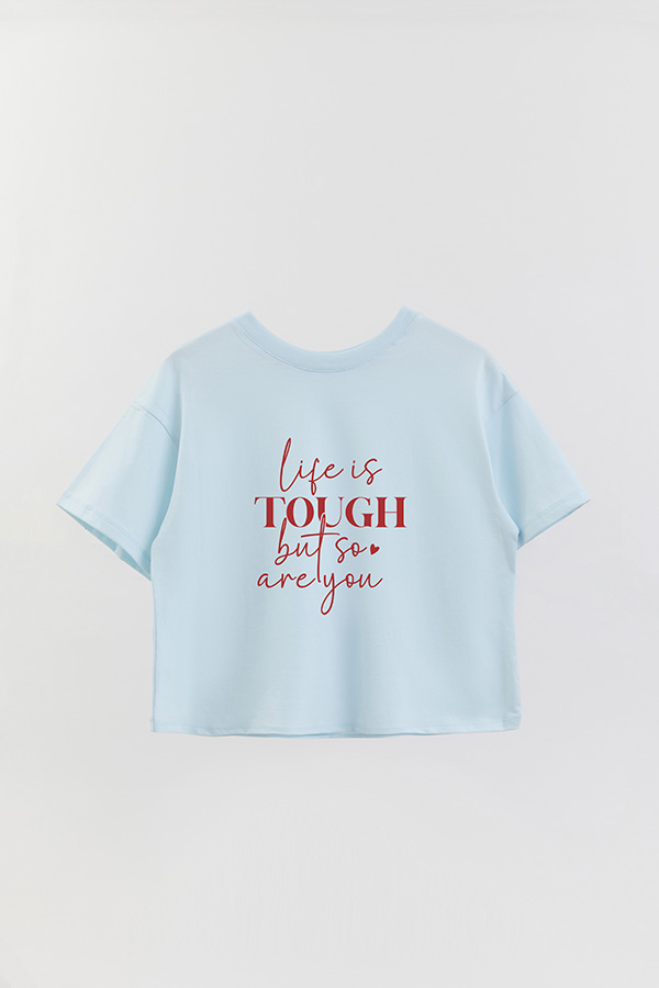 REMERA CROP ESTAMPADA RD LIFE IS THOUG