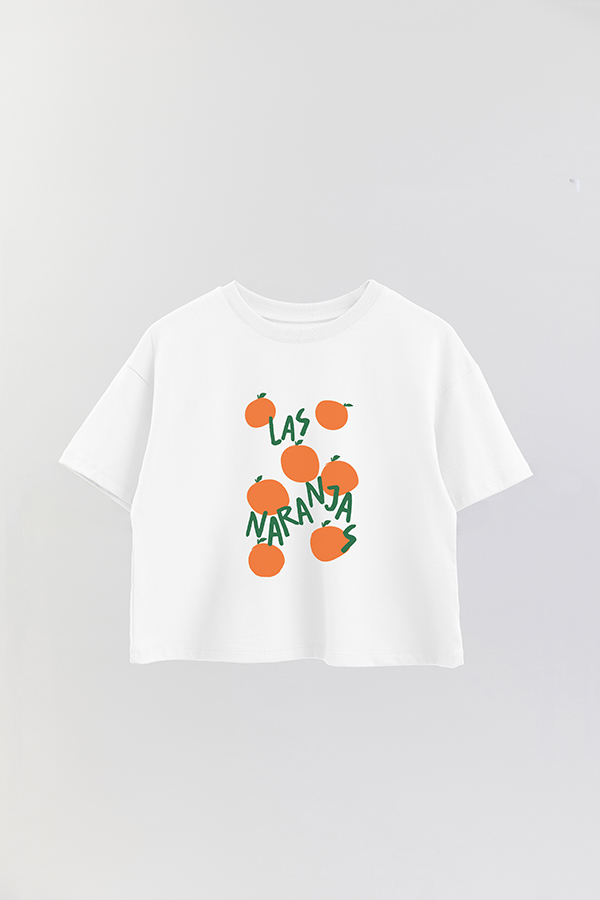 REMERA CROP ESTAMPADA ITALY LAS NARANJAS