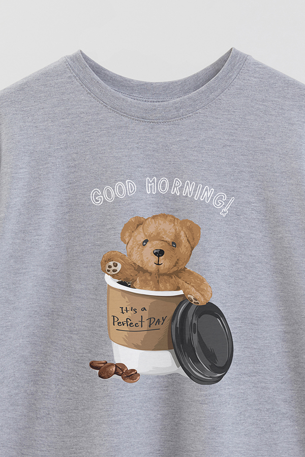 REMERA OVER ESTAMPADA UNISEX TEDDY GOOD MORNING