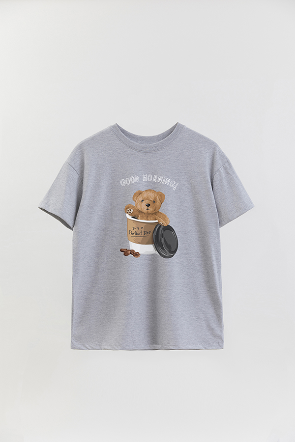 REMERA OVER ESTAMPADA UNISEX TEDDY GOOD MORNING