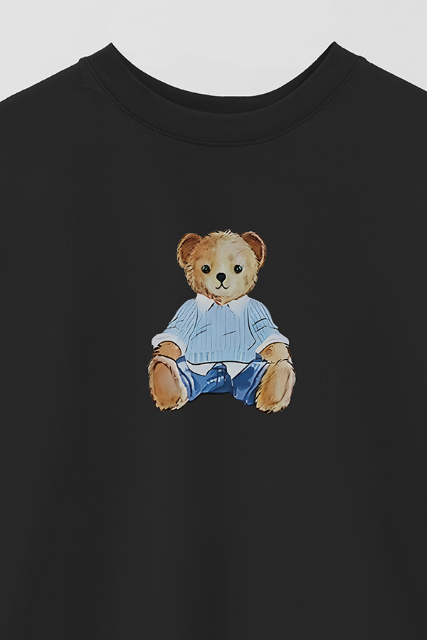 REMERA OVER ESTAMPADA UNISEX BEAR SITTING BLUE
