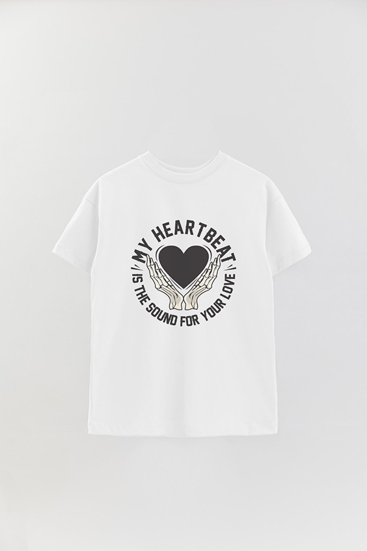 REMERA OVER ESTAMPADA GR MY HEART IS THE SOUND FOR YOUR LOVE