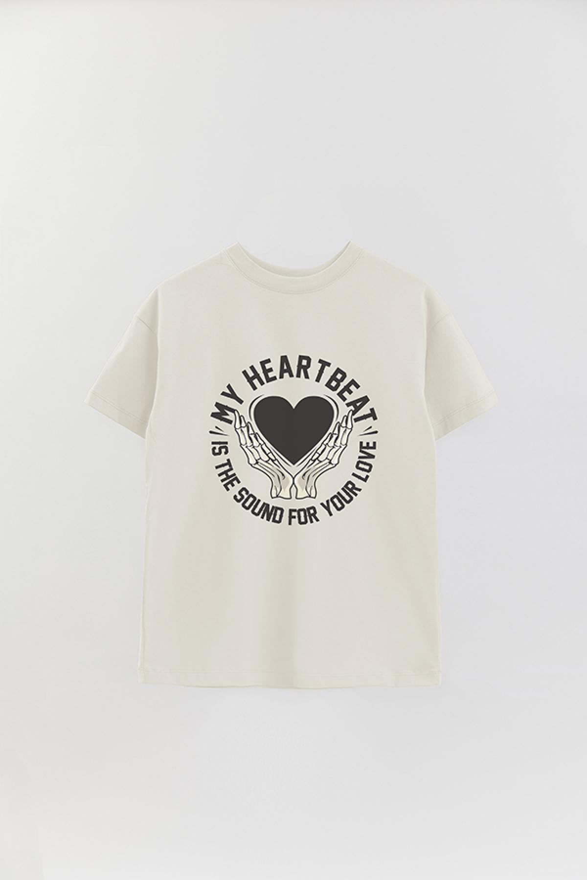 REMERA OVER ESTAMPADA GR MY HEART IS THE SOUND FOR YOUR LOVE