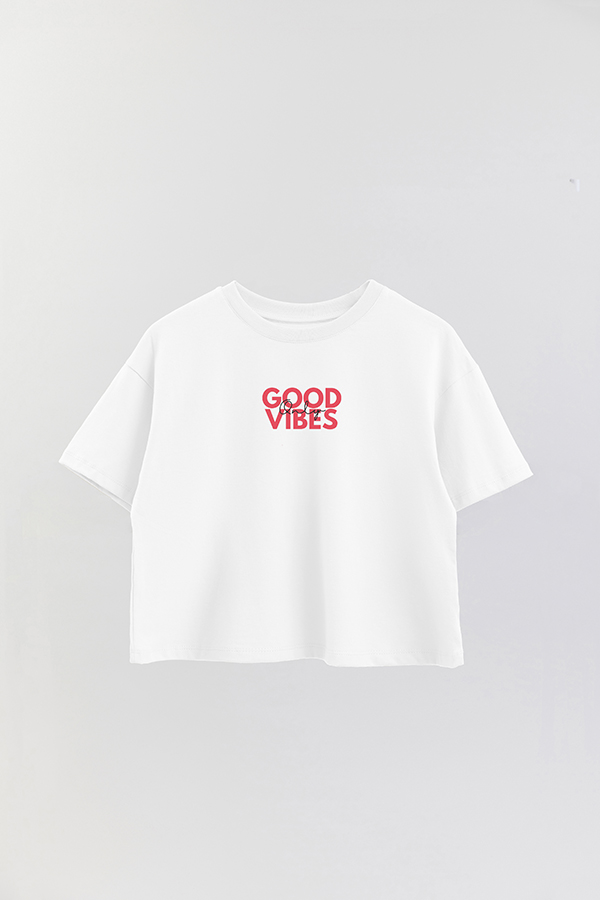 REMERA CROP ESTAMPADA RED GOOD VIBES
