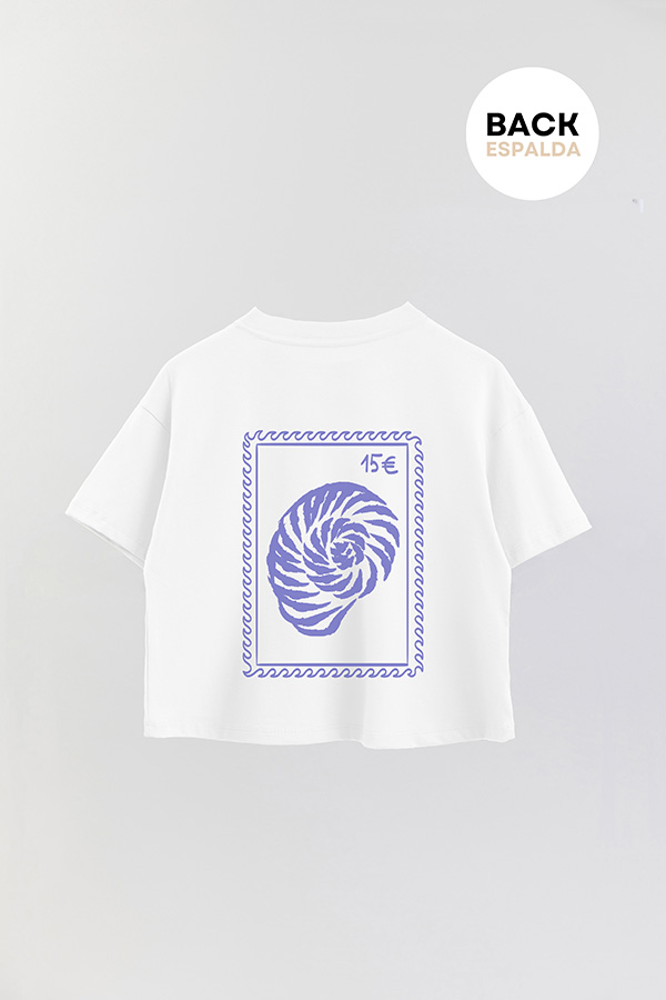 REMERA CROP FB ESTAMPADA BLUE CARACOL