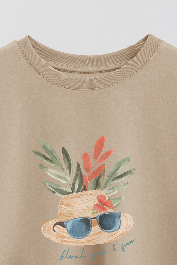 REMERA CROP ESTAMPADA COASTAL FLORAL FREE FUN