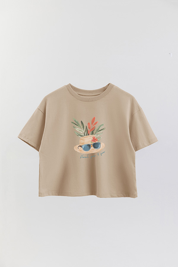REMERA CROP ESTAMPADA COASTAL FLORAL FREE FUN