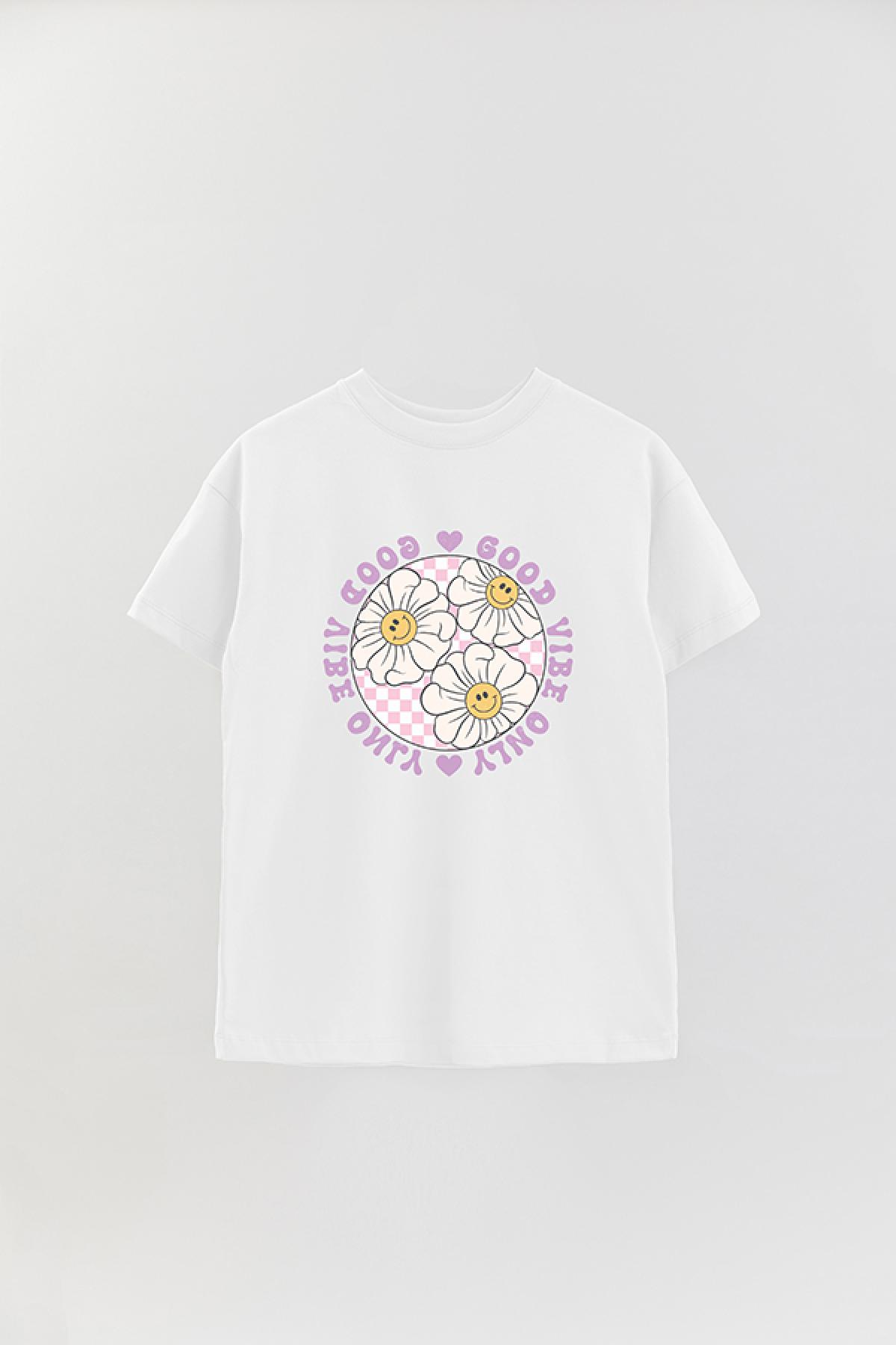 REMERA OVER ESTAMPADA RT GOOD VIBE ONLY